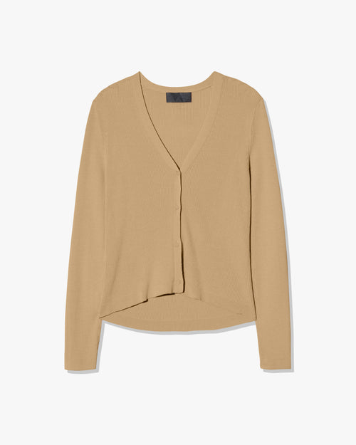 NARI SILK CARDIGAN IN CAMEL