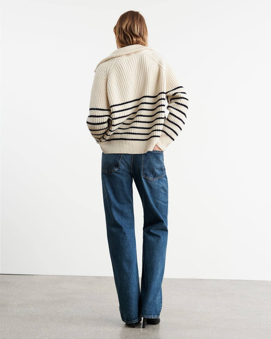 IVORY/DARK NAVY STRIPE