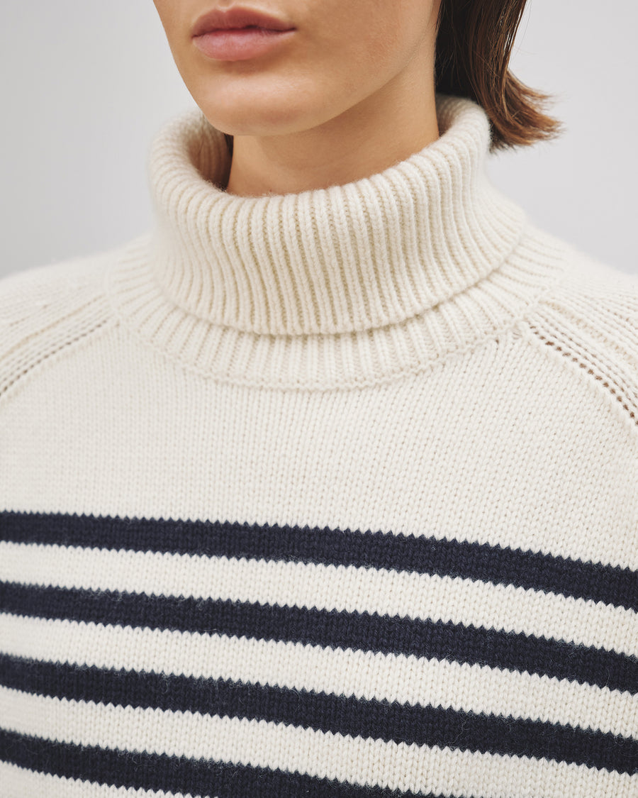 Nili Lotan Trina Sweater in Ivory/Dark Navy Stripe
