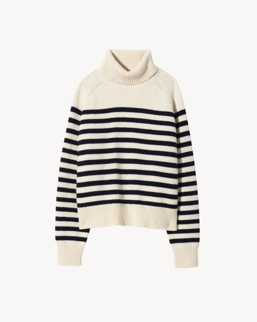 Nili Lotan - Trina Cashmere Sweater Ivory/Dark Navy Stripe M