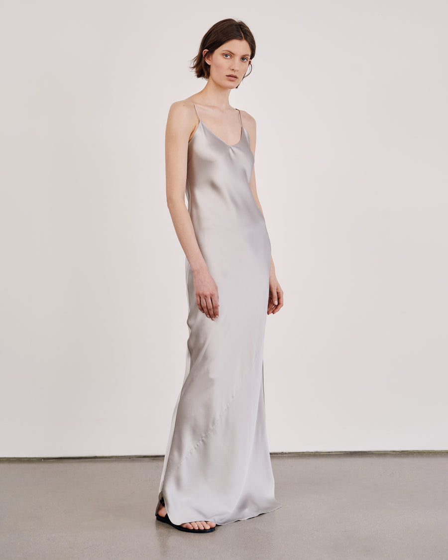 LONG CAMISOLE DRESS - Silver